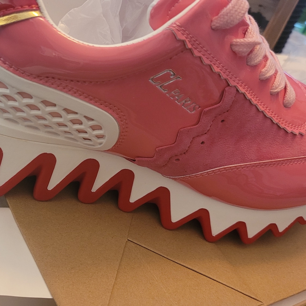 Christian Louboutin Louis hark Donna Sneaker Gummy Pink Leather size 42